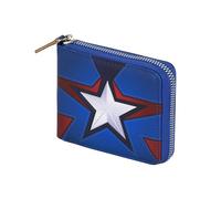 Marvel Captain America Star-Portefeuille Man Zip, Bleu, 12 x 10 cm