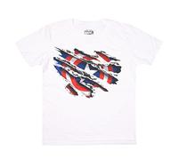 Marvel Captain America Torn T-Shirt, Blanc, M Homme