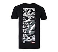Marvel Captain America Vertical T-Shirt, Noir, M Homme