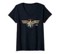 Marvel Captain Marvel Movie Chest Symbol T-Shirt avec Col en V