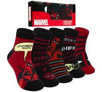 Marvel Chaussette Basse Homme, Doux et Respirant Coton Socquettes - Paquet de 5 (Noir/Rouge Deadpool)