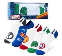 Marvel Chaussettes Basses Garçon, Coffret de 5 Socquettes Enfant - Idée Cadeau Garçons (Blanc/Multicolore, 30-35 EU)