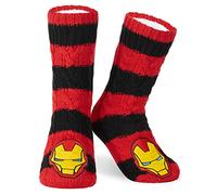 Marvel Chaussette Chausson Homme, Chaussettes Fantaisie en Polaire (Rouge/Noir)