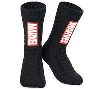 Marvel Chaussette Chausson Homme, Chaussettes Fantaisie en Polaire (Noir)
