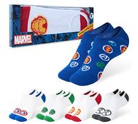 Marvel Chaussettes Homme Fantaisie Coffret 5 Paires de Chaussettes Invisibles Homme Socquettes Homme 41-46 Sneaker Socks Avengers Idée Cadeau Homme Adolescent Garcon (Blanc/Multi)