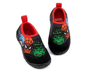 Marvel Chaussures de bain pour enfants | Garçons Spider-Man Hulk Captain America Superhero Black Red Water Shoes | Résistant à l’eau Sea Pool Chaussettes Chaussures de combinaison