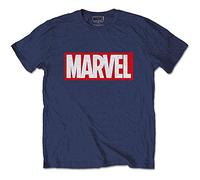 Marvel Comics Box Logo T-shirt pour homme Bleu marine, Navy, L