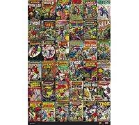 Marvel - Comics - Classic Covers - Poster imprimé - Dimensions : 61 x 91,5 cm + 2 barres d'affiche en plastique de 62 cm - Noir