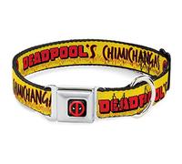 Marvel Comics Collier pour Animal Domestique Boucle de Ceinture de sécurité en métal Deadpools Chimichangas Flames Jaune/Noir/Rouge 28 à 41,5 cm de Large