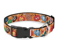 Marvel Comics Collier pour animal domestique Boucle en plastique Marvel Avengers Halloween Jack O Lanterne Citrouille Icônes Orange 24,5 à 36,5 cm de large