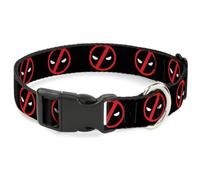Marvel Comics Collier pour chien avec boucle en plastique Logo Deadpool Noir/rouge/blanc 21,6 à 30,5 cm de large