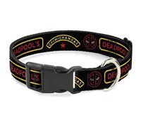 Marvel Comics Collier pour Chien avec Boucle en Plastique Motif étoile Deadpools Chimichangas Noir Jaune Rouge 24 à 33 cm 2,5 cm de Large