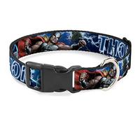 Marvel Comics Collier pour chien Boucle en plastique Avengers Marteau Thor Action Pose Galaxy Blues Blanc 17,8 à 21,6 cm Largeur 1,3 cm