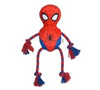 Marvel Comics Jouet pour chien en corde Spiderman 22,9 cm | Jouet couineur à mâcher pour animaux de compagnie | Jouet en corde pour mâcheurs légers à moyens à ajouter à la poubelle à jouets pour chien