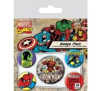 Pyramid International – Pack de 5 badges – Iron Man (Marvel Retro) – Multicolore
