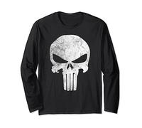 Marvel Comics Punisher Skull Symbol Distressed Manche Longue