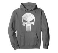 Marvel Comics Punisher Skull Symbol Distressed Sweat à Capuche, Unisexe pour Adultes, Asphalte, S