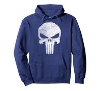 Marvel Comics Punisher Skull Symbol Distressed Sweat à Capuche, Unisexe pour Adultes, Bleu Marine, L