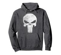 Marvel Comics Punisher Skull Symbol Distressed Sweat à Capuche, Unisexe pour Adultes, Chiné Foncé, L