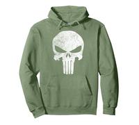 Marvel Comics Punisher Skull Symbol Distressed Sweat à Capuche, Unisexe pour Adultes, Vert Sauge, XXL