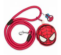 Marvel Comics Spider-Man Laisse pour chien en corde avec distributeur de | Support en forme de visage élégant et pratique pour les promenades