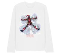 Marvel Deadpool Christmas Snow Angel T-Shirt Unisexe à Manches Longues, Blanc, XXL