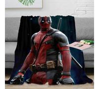 Marvel Deadpool Impression 3D Couverture Literie en Microfibre Peluche Canapé Cadeau De Noël Super Douce Et Douillette pour Garçons Et Filles Camping 40x50inch(100x130cm)