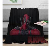Marvel Deadpool Literie Couverture Impression 3D Super Douce Et Douillette Peluche en Microfibre Canapé Cadeau De Noël pour Garçons Et Filles Camping 40x50inch(100x130cm)
