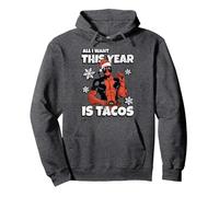 Marvel Deadpool Noël All I Want This Year is Tacos Sweat à Capuche, Unisexe pour Adultes, Chiné Foncé, M