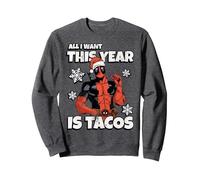 Marvel Deadpool Noël All I Want This Year is Tacos Sweatshirt, Unisexe pour Adultes, Chiné Foncé, M