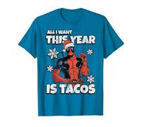 Marvel Deadpool Noël All I Want This Year is Tacos T-Shirt, Homme, Saphir, 3XL
