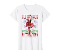 Marvel Deadpool Noël I'll Be Your Nutcracker T-Shirt, Femme, Blanc, 3XL