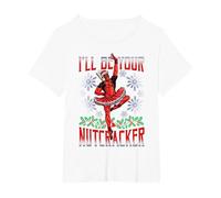 Marvel Deadpool Noël I'll Be Your Nutcracker T-Shirt, Femme Grandes Tailles, Blanc, 6X