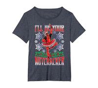 Marvel Deadpool Noël I'll Be Your Nutcracker T-Shirt, Femme Grandes Tailles, Bleu Chiné, 2X