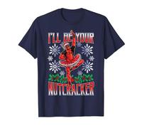 Marvel Deadpool Noël I'll Be Your Nutcracker T-Shirt, Homme, Bleu Marine, 3XL