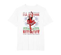 Marvel Deadpool Noël I'll Be Your Nutcracker T-Shirt, Homme Grandes Tailles, Blanc, 3X Tall