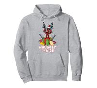 Marvel Deadpool Noël Naughty Or Nice Portrait Sweat à Capuche, Unisexe pour Adultes, Gris Chiné, S