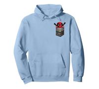 Marvel Deadpool Pocket Sweat à Capuche, Unisexe pour Adultes, Bleu poudré, M