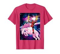 Marvel Deadpool Space Unicorn Tacos T-Shirt, Homme, Rouge Chiné, L
