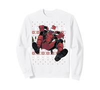 Marvel Deadpool Ugly Pull de Noël Sweatshirt, Unisexe pour Adultes, Blanc, L