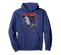 Marvel Deadpool Unicorn Mount Sweat à Capuche, Unisexe pour Adultes, Bleu Marine, XXL