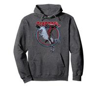 Marvel Deadpool Unicorn Mount Sweat à Capuche, Unisexe pour Adultes, Chiné Foncé, L