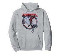 Marvel Deadpool Unicorn Mount Sweat à Capuche, Unisexe pour Adultes, Gris Chiné, S