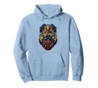 Marvel Deadpool & Wolverine Logan Bust Epic Portrait Retro Sweat à Capuche, Unisexe pour Adultes, Bleu poudré, XL