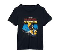 Marvel Deadpool & Wolverine Logan Wearing Mask Epic Shot T-Shirt, Femme Grandes Tailles, Noir, 3X