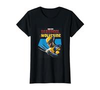 Marvel Deadpool & Wolverine Logan Wearing Mask Epic Shot T-Shirt, Femme, Noir, S