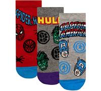 Marvel Enfants Chaussettes - Captain America, Hulke et Spiderman Lot de 3 chaussettes à la cheville Multicolore 24-26.5