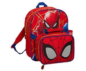 Marvel Ensemble 2 pièces sac à dos et sac à déjeuner assortis Spider-Man pour garçons avec porte-bouteille pour la rentrée scolaire