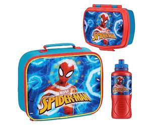 Marvel Ensemble 3 Pcs Rentrée: Sac Isotherme, Boîte à Goûter et Gourde Enfant Spiderman Avengers - Déjeuner, Pique-Nique - Accessoires Officiels (Multi Spiderman)