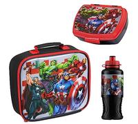 Marvel Ensemble 3 Pcs Rentrée Sac Isotherme Repas Boite à Gouter et Gourde Enfant Spiderman Avengers Dejeuner Gouter Pique Nique Accessoires Officiels (Multi Avengers)